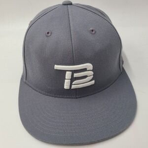 TB12 Hat Fitted M-L Gray White Tom Brady Logo Wool Blend Casual Sports TB 12 Men